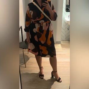 MONKI - abstract print wrap dress - Size 12